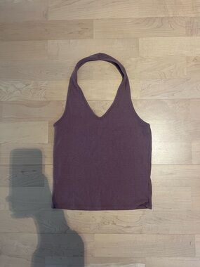 Women's American Eagle Ribbed Halterneck Tank Top - Mauve